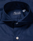 Finamore Tokyo Shirt Sergio Collar Poplin navy