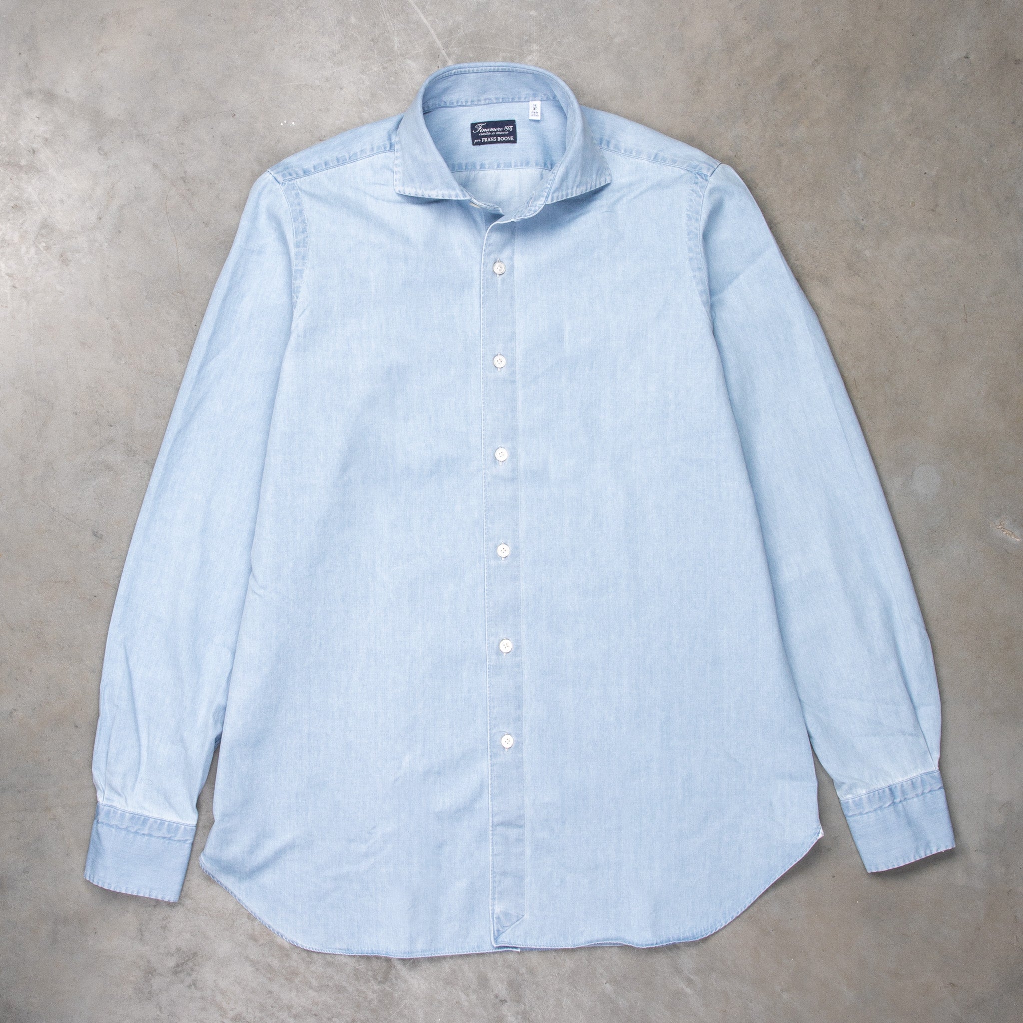 Finamore Gaeta Fit Collo Eduardo Bleached Light Denim Frans Boone Store