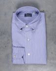 Finamore Tokyo Shirt Lucio Collar Navy Stripe Poplin