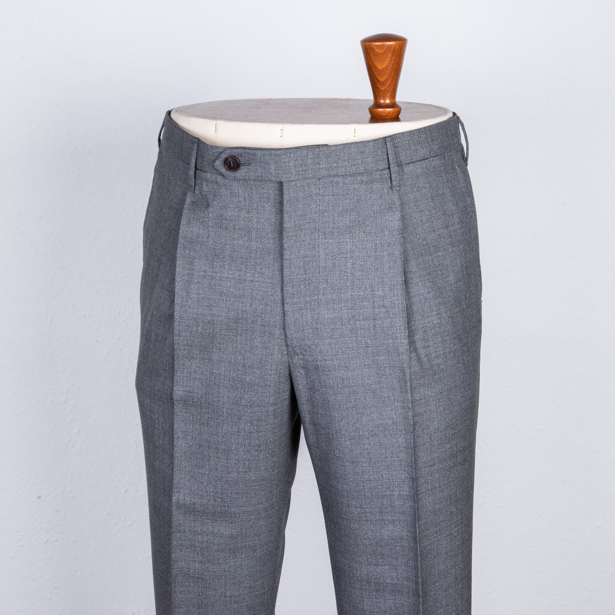 Rota Pantaloni High Rise Regular Fit Hopsack Grigio Medio – Frans