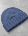 Drumohr Cashmere Ribbed Hat Blu Avio