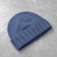 Drumohr Cashmere Ribbed Hat Blu Avio