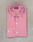 Finamore Gaeta Fit Collo Lucio Bengal Stripe Shirt Chianti