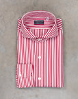 Finamore Gaeta Fit Collo Sergio Bengal Stripe Shirt Chianti