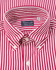 Finamore Gaeta Fit Collo Lucio Bengal Stripe Shirt Chianti