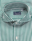 Finamore Tokyo Fit Collo Sergio Bengal Stripe Shirt Verde Inglese