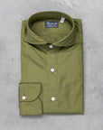 Finamore Tokyo Shirt Sergio Collar Alumo poplin olive