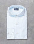 Finamore Tokyo Shirt Sergio Collar Alumo Poplin Celeste