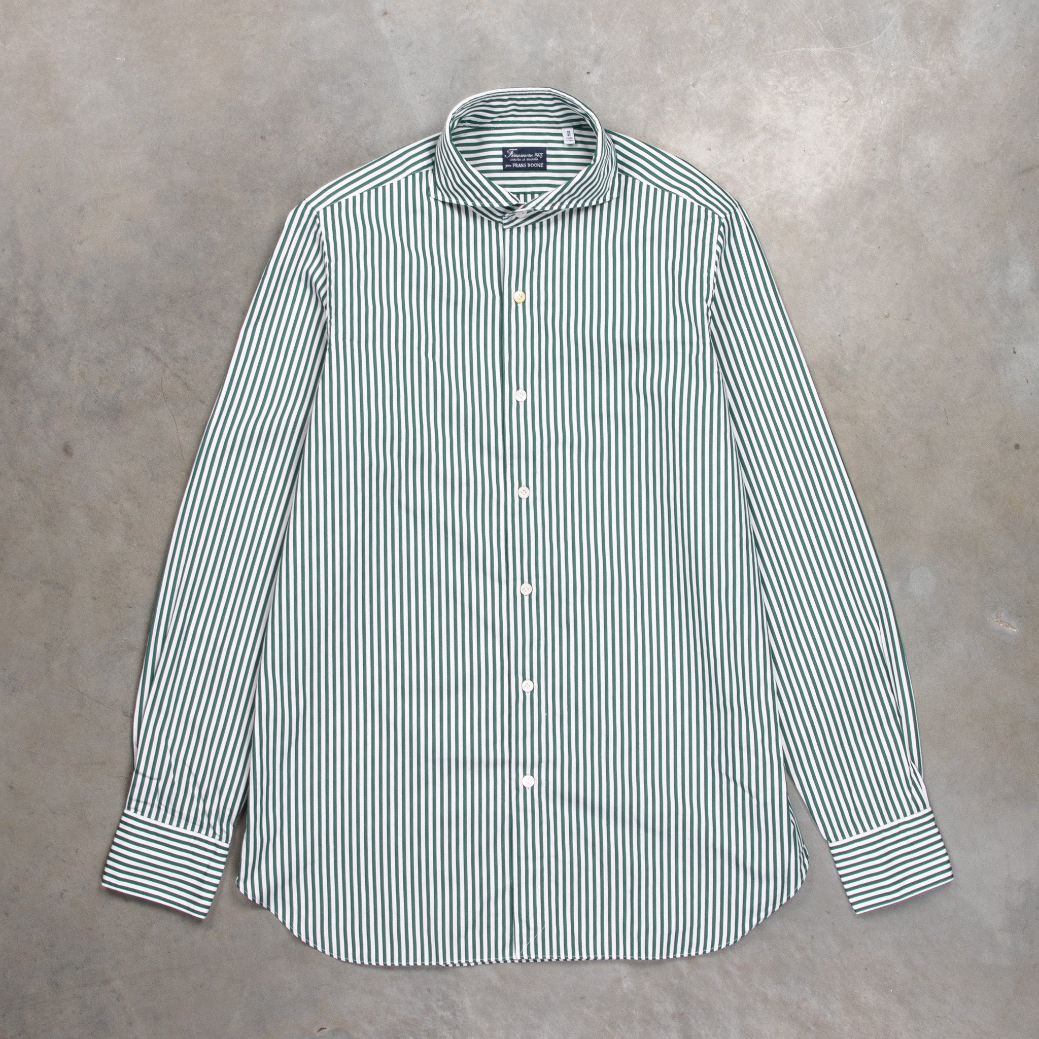 Finamore Gaeta Fit Collo Sergio Bengal Stripe Shirt Verde