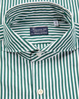Finamore Gaeta Fit Collo Sergio Bengal Stripe Shirt Verde Inglese