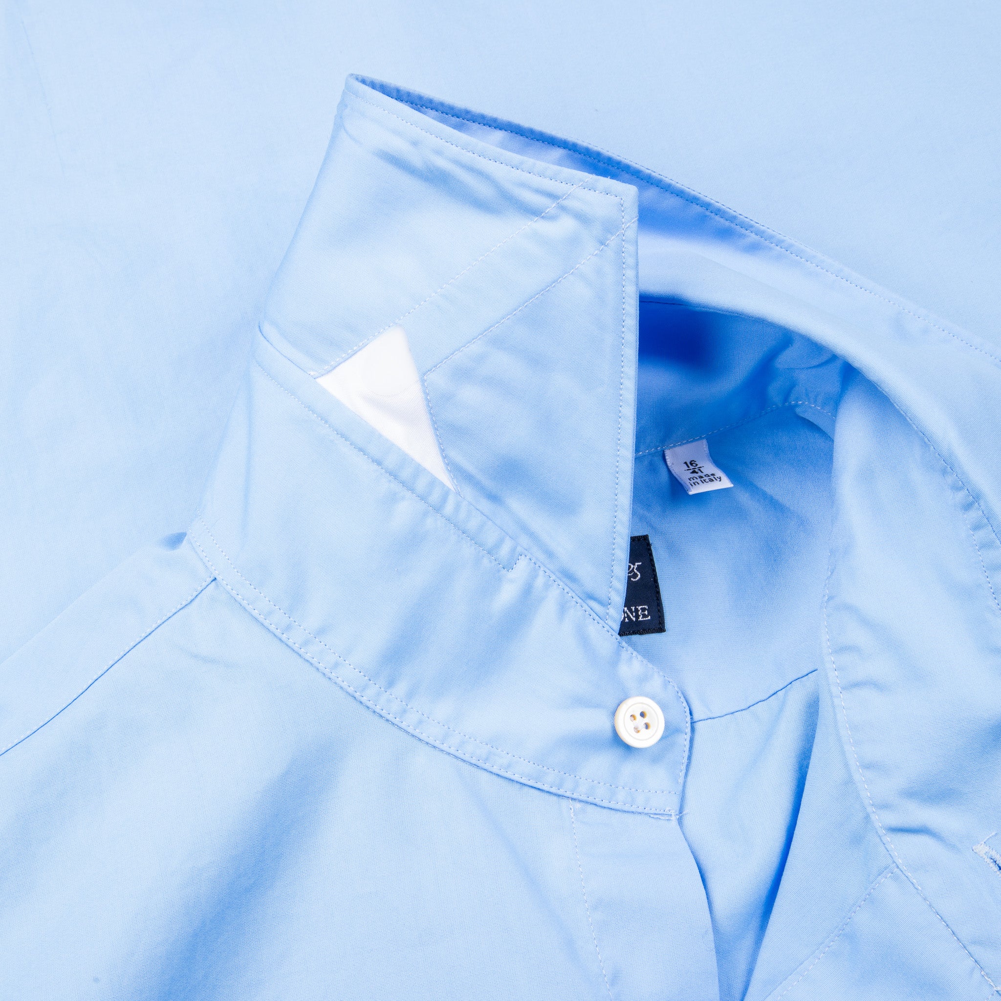 Finamore Gaeta Shirt Sergio Collar Alumo Poplin Avio Blue