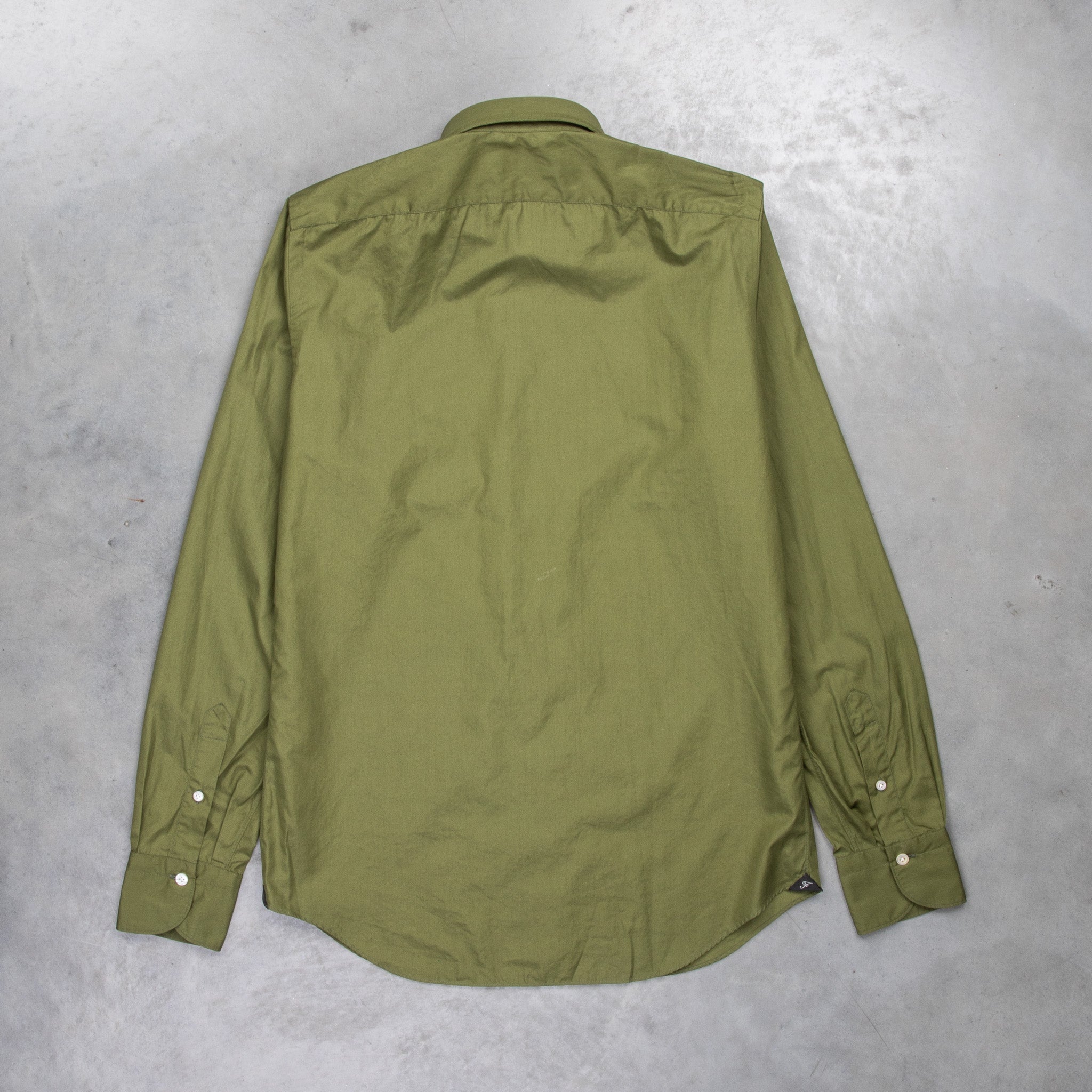 Finamore Tokyo Shirt Sergio Collar Alumo poplin olive