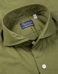 Finamore Tokyo Shirt Sergio Collar Alumo poplin olive
