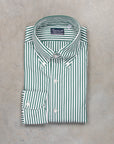 Finamore Gaeta Fit Collo Lucio Bengal Stripe Shirt Verde Inglese