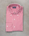 Finamore Tokyo Fit Collo Lucio Bengal Stripe Shirt Chianti