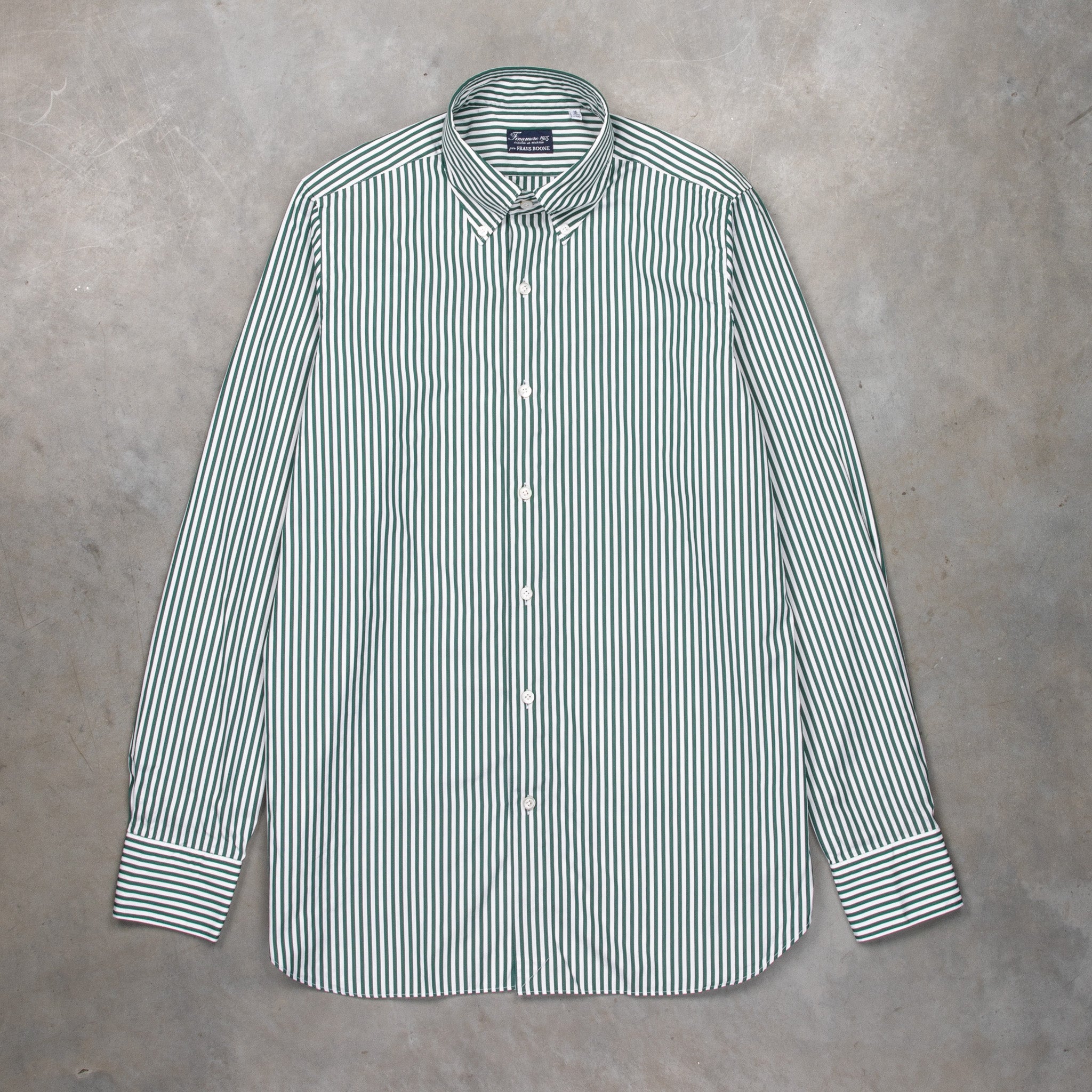 Finamore Gaeta Fit Collo Lucio Bengal Stripe Shirt Verde