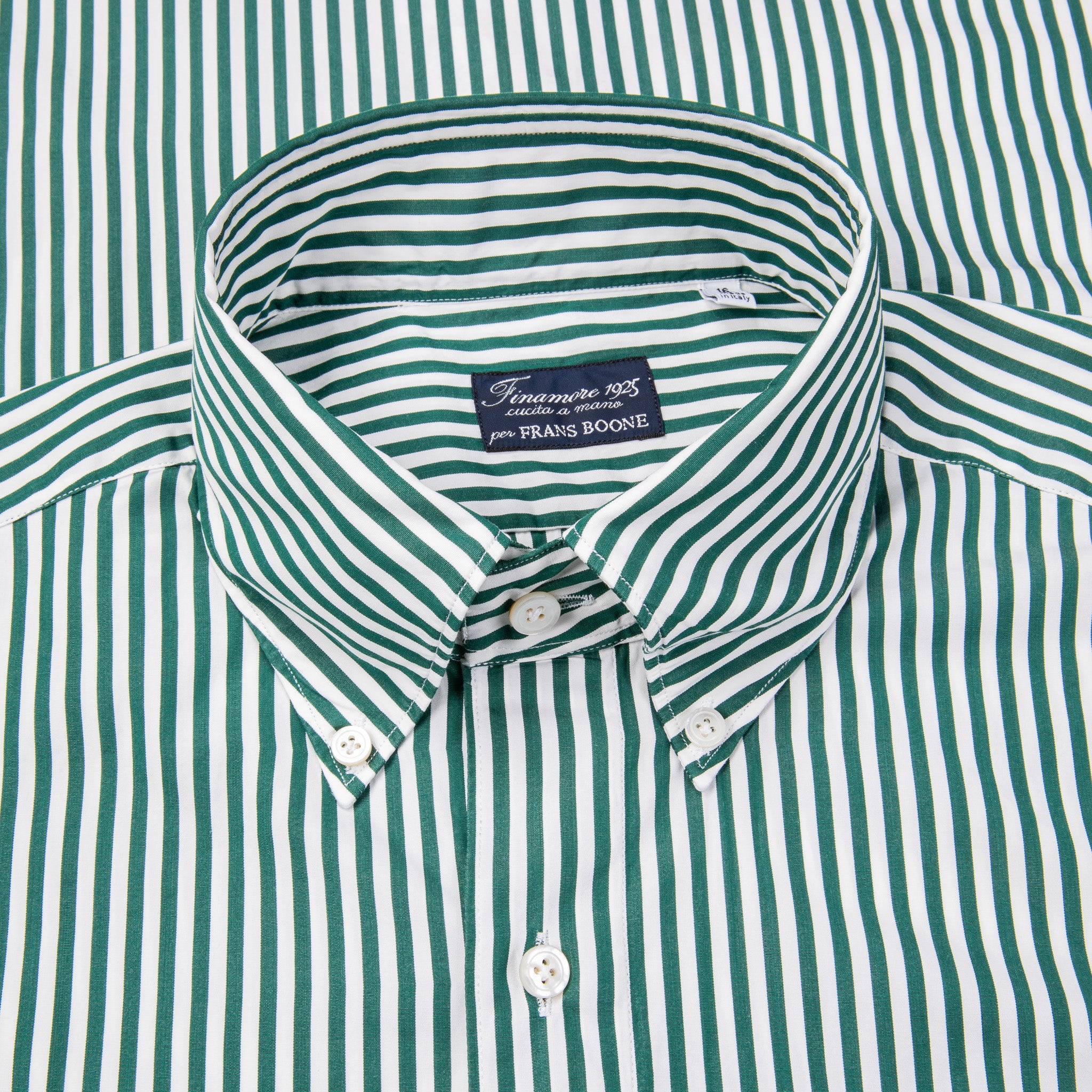 Finamore Gaeta Fit Collo Lucio Bengal Stripe Shirt Verde
