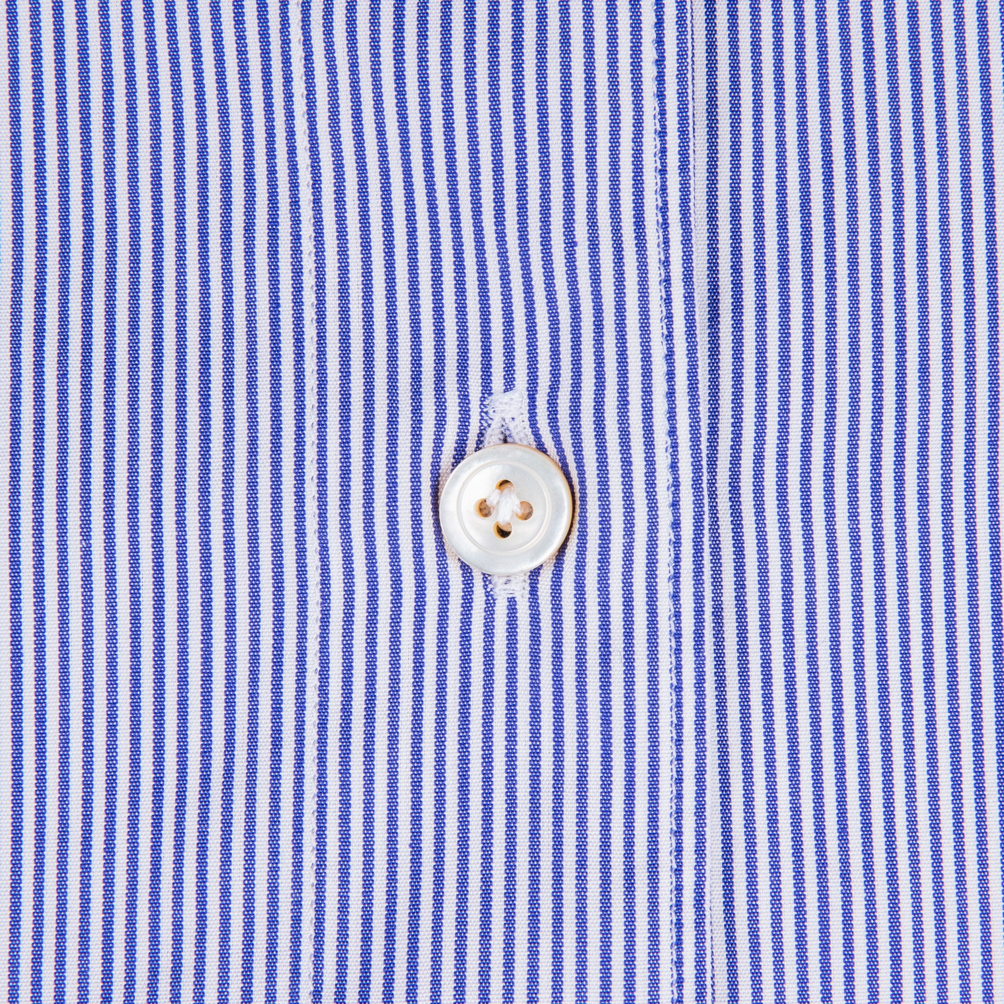 Finamore Tokyo Shirt Sergio Collar Navy Stripe Poplin