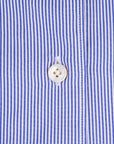 Finamore Tokyo Shirt Sergio Collar Navy Stripe Poplin