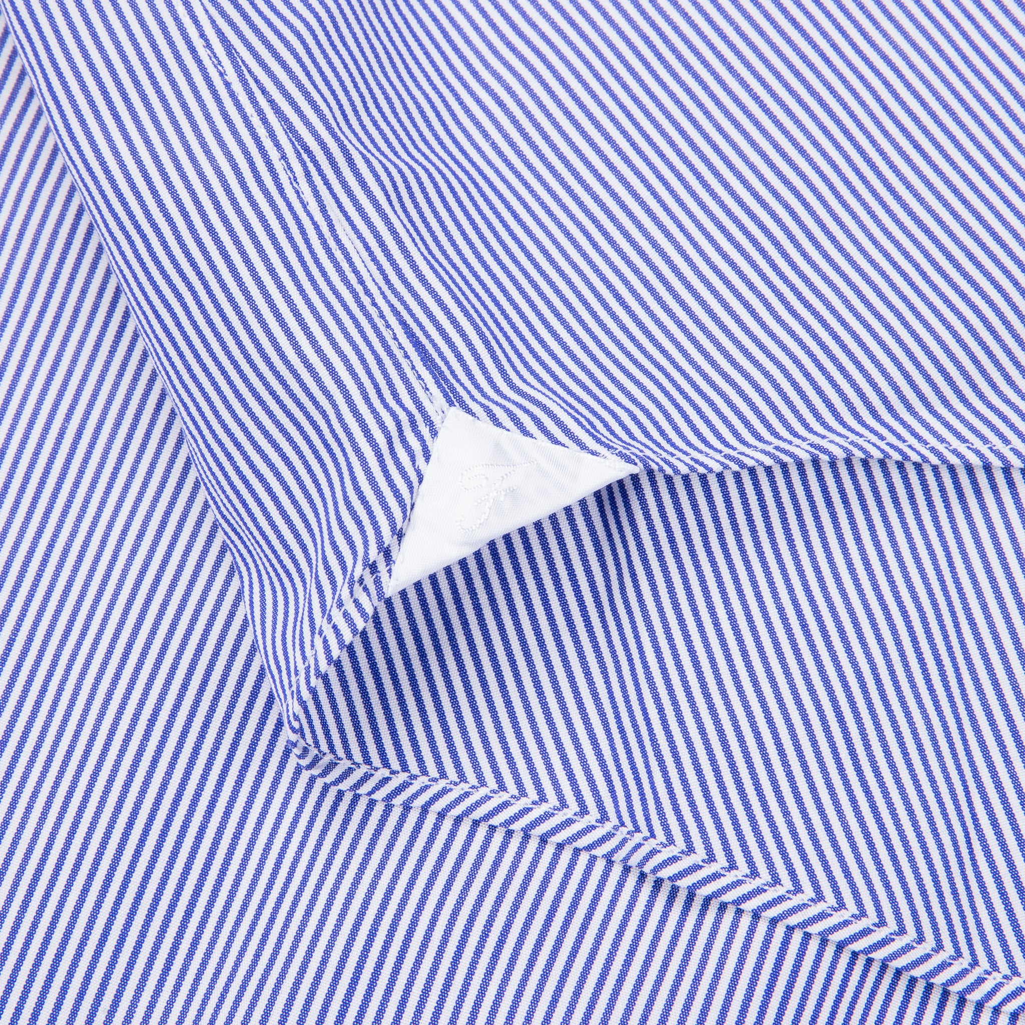 Finamore Tokyo Shirt Sergio Collar Navy Stripe Poplin
