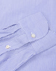 Finamore Tokyo Shirt Sergio Collar Navy Stripe Poplin
