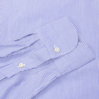 Finamore Tokyo Shirt Sergio Collar Navy Stripe Poplin