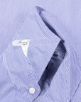 Finamore Tokyo Shirt Sergio Collar Navy Stripe Poplin