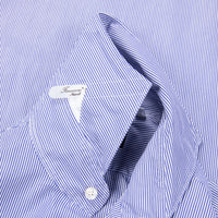 Finamore Tokyo Shirt Sergio Collar Navy Stripe Poplin