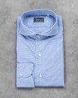 Finamore Gaeta Shirt Sergio Collar Mid Blue Vichy Poplin