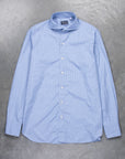 Finamore Gaeta Shirt Sergio Collar Mid Blue Vichy Poplin