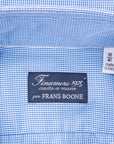 Finamore Tokyo Shirt Sergio Collar Alumo Mid Blue Vichy Poplin