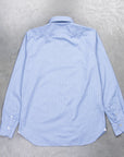 Finamore Gaeta Shirt Sergio Collar Mid Blue Vichy Poplin