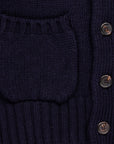 William Lockie x Frans Boone Alain 3-Pocket Cardigan Lambswool Navy