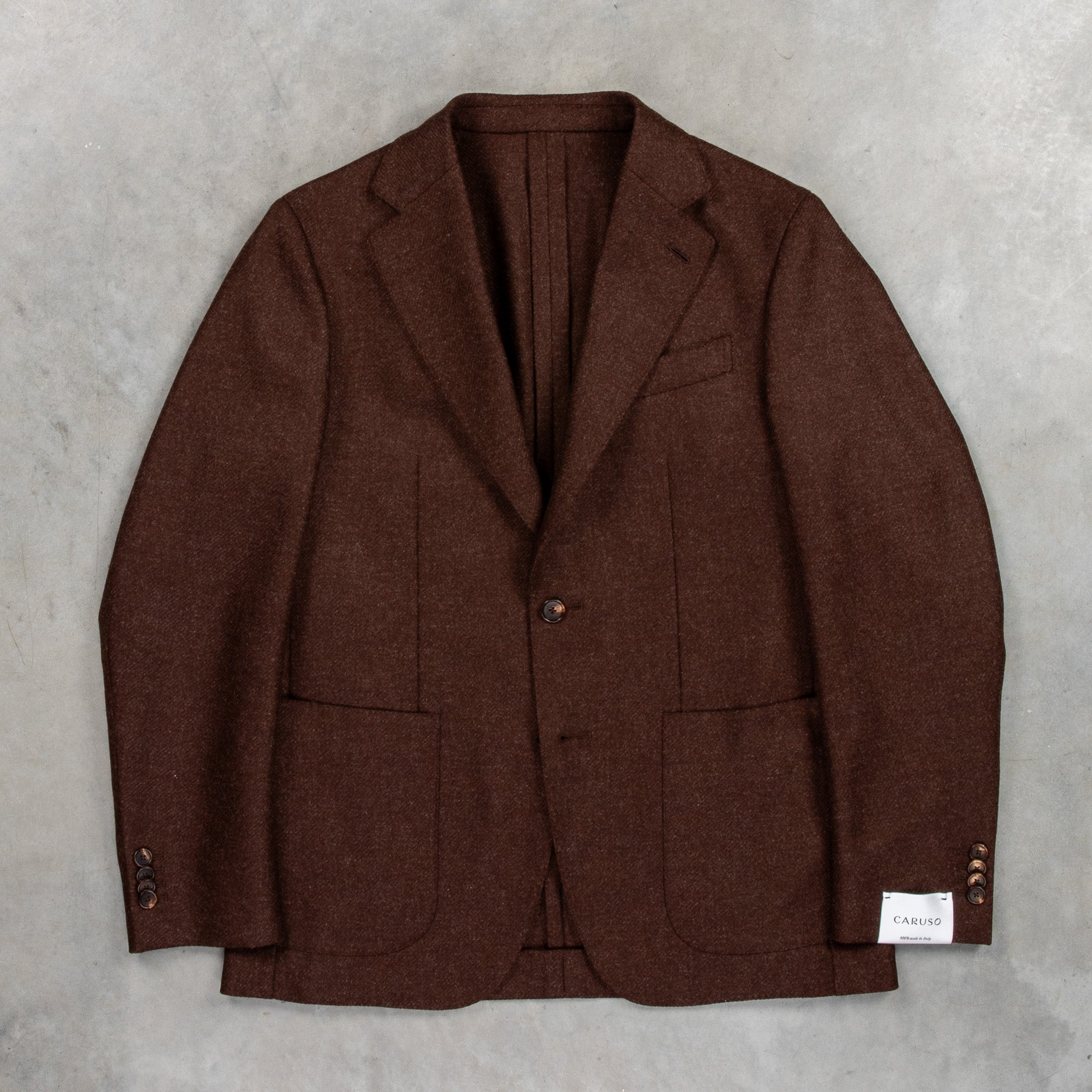 Caruso Butterfly Jacket Wool Cashmere Italian Tweed Marrone