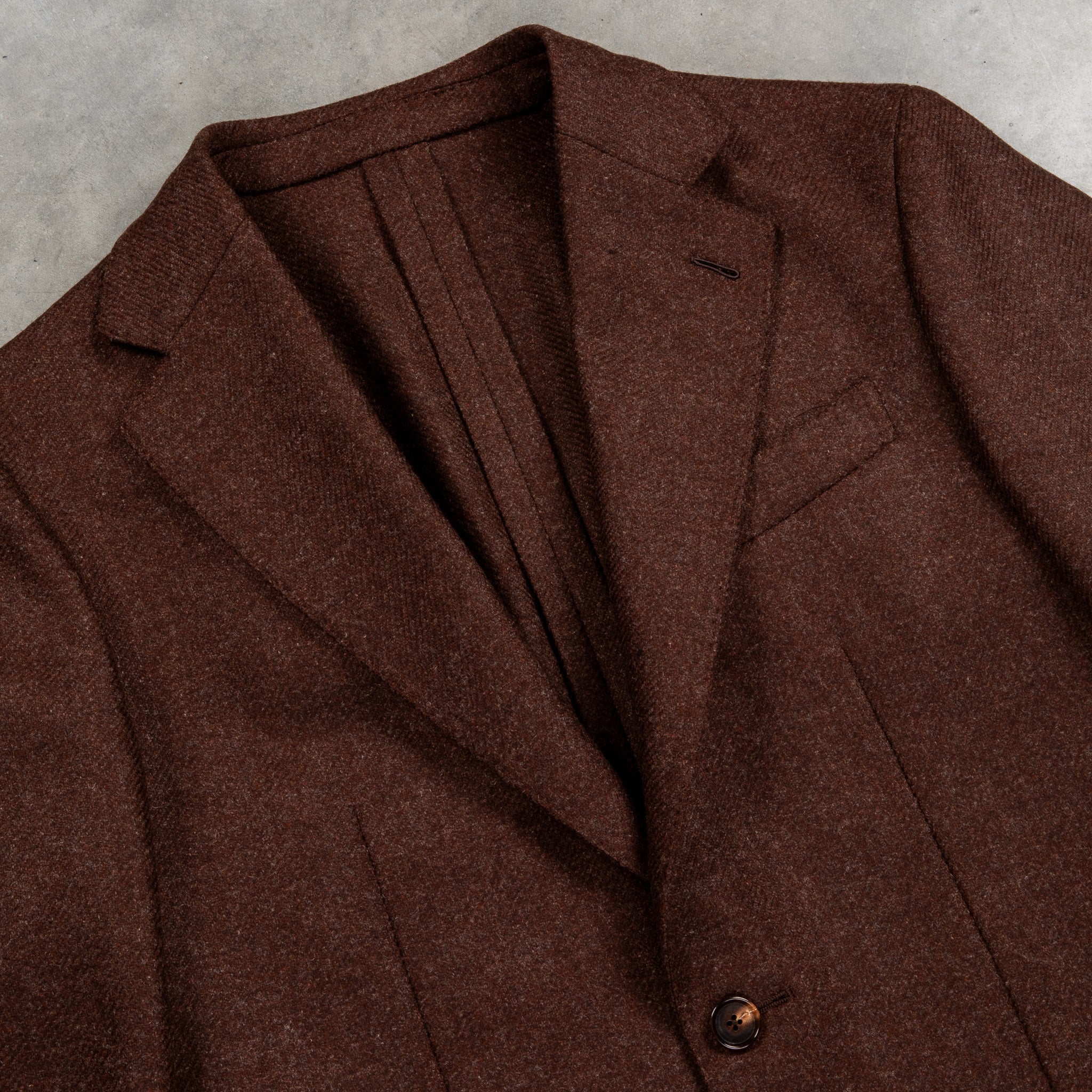 Caruso Butterfly Jacket Wool Cashmere Italian Tweed Marrone