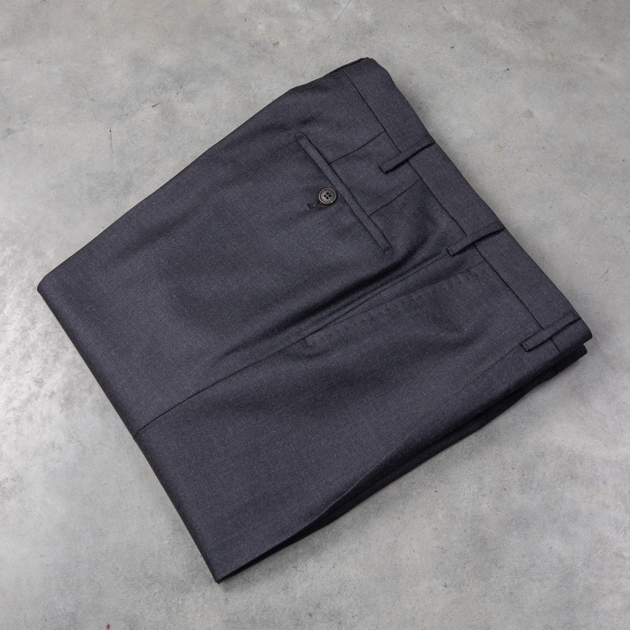 Rota Pantaloni High Rise Regular Fit Wool Gabardine Grigio Scuro  