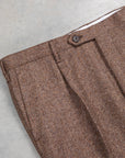 Rota Pantaloni High Rise Regular Fit Flannel Herringbone Marrone