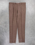 Rota Pantaloni High Rise Regular Fit Flannel Herringbone Marrone