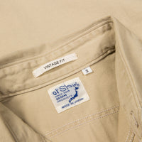 Orslow Cotton twill vintage fit work shirt beige