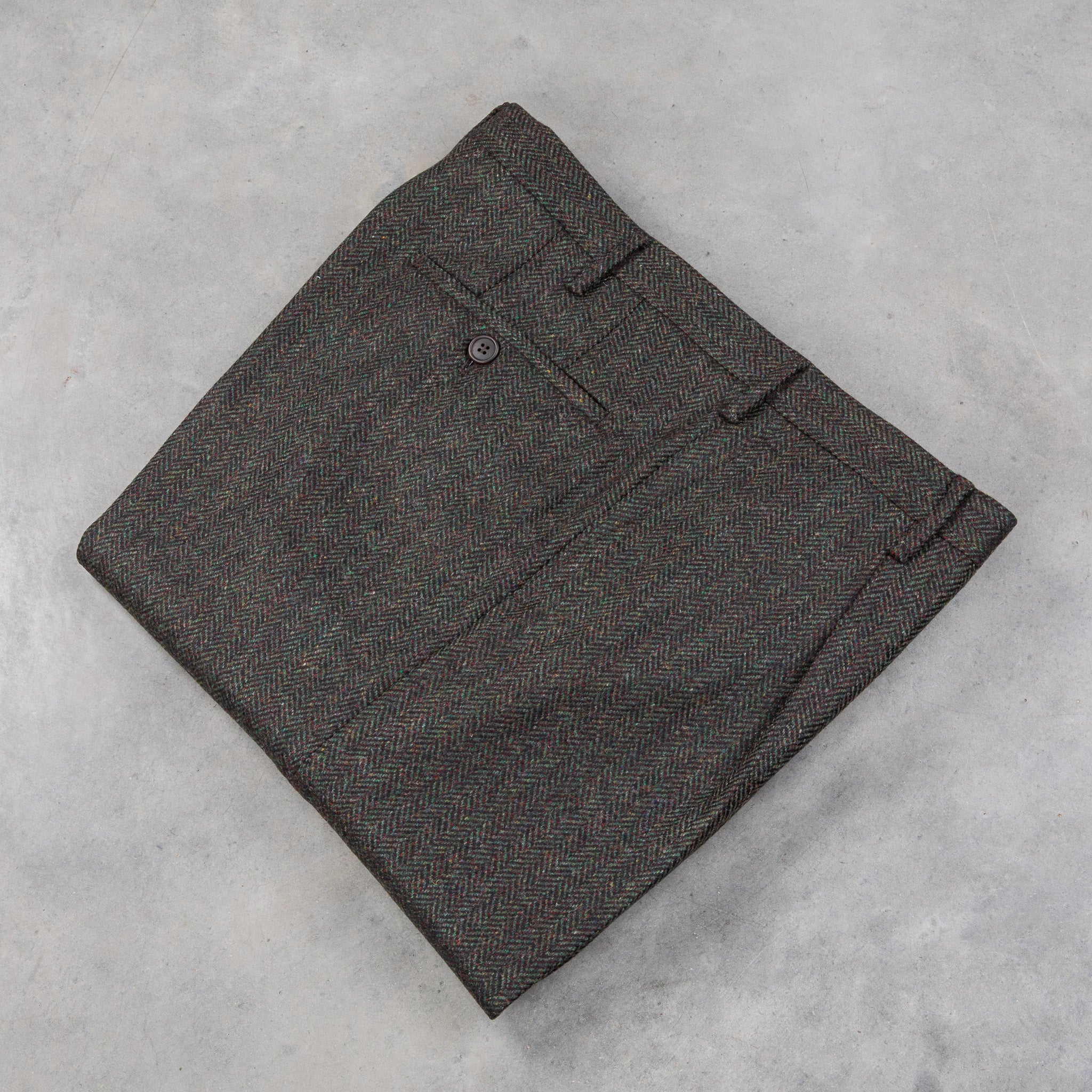 Rota Pantaloni High Rise Regular Fit Flannel Herringbone Verde  