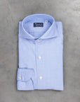 Finamore Gaeta Shirt Sergio Collar Washed Oxford Blue