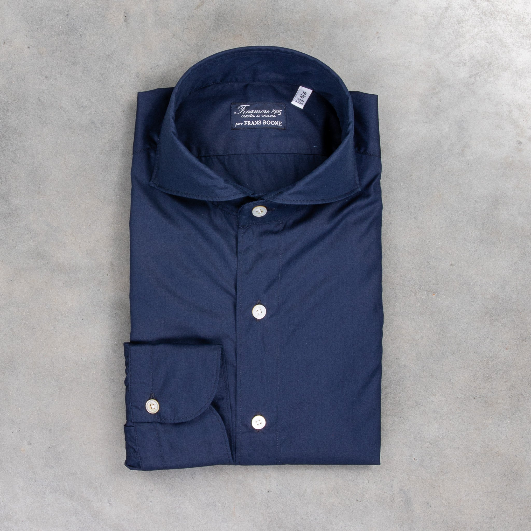 Tシャツ・カットソー Finamore SS25 'Gaeta' shirt (C0649 06) Finamore Gaeta Fit Collo Eduardo Bleached Light Denim
