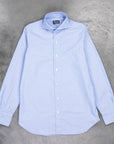 Finamore Gaeta Shirt Sergio Collar Washed Oxford Blue