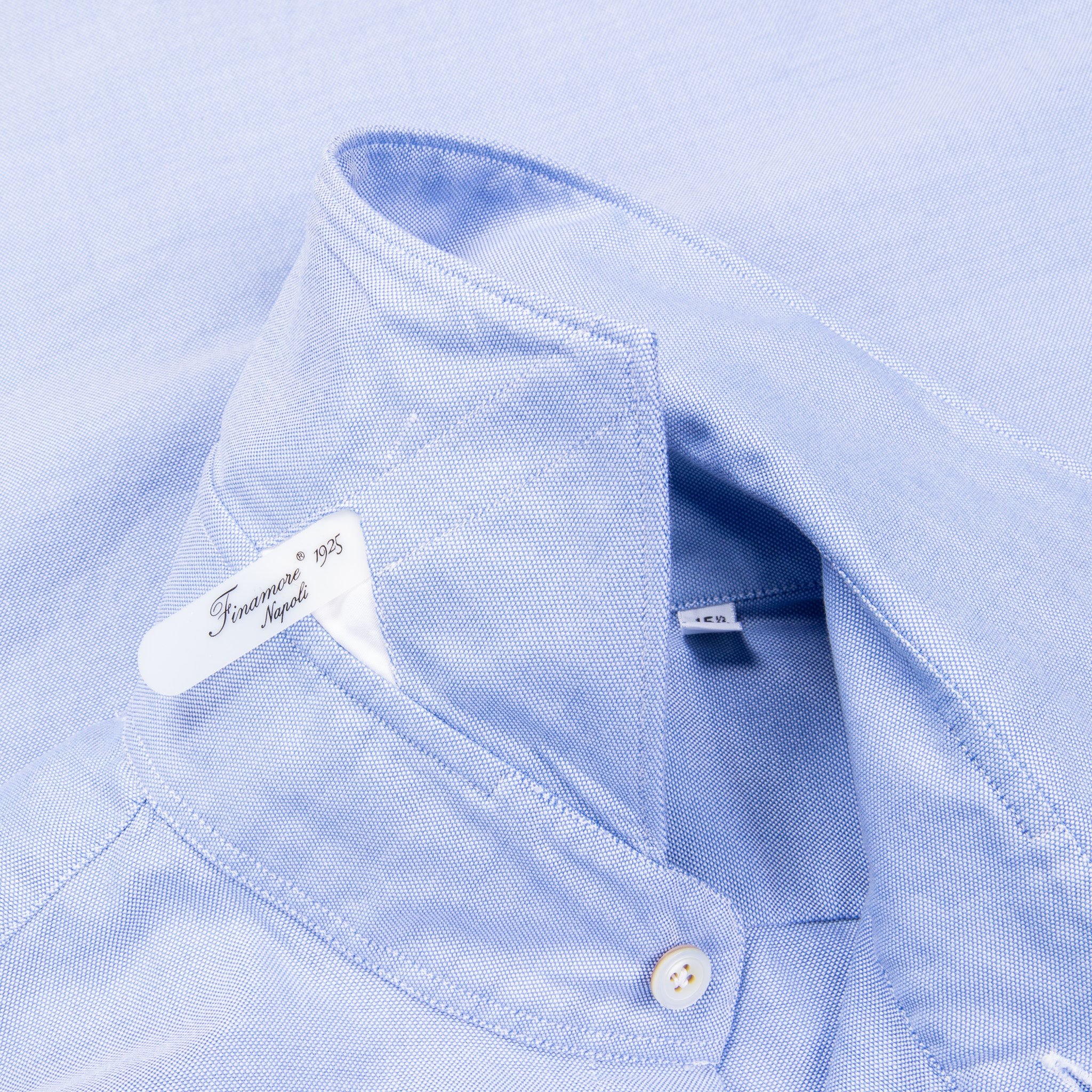 Finamore Gaeta Shirt Sergio Collar Washed Oxford Blue
