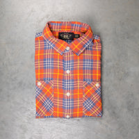 RRL Farrell longsleeve workshirt red blue cotton twill