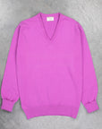William Lockie Oxton Cashmere V-Neck Thistle