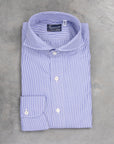 Finamore Gaeta shirt Sergio Collar Navy stripe poplin
