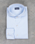 Finamore Tokyo Fit Collo Sergio Bengal Stripe Shirt Blu Azzuro