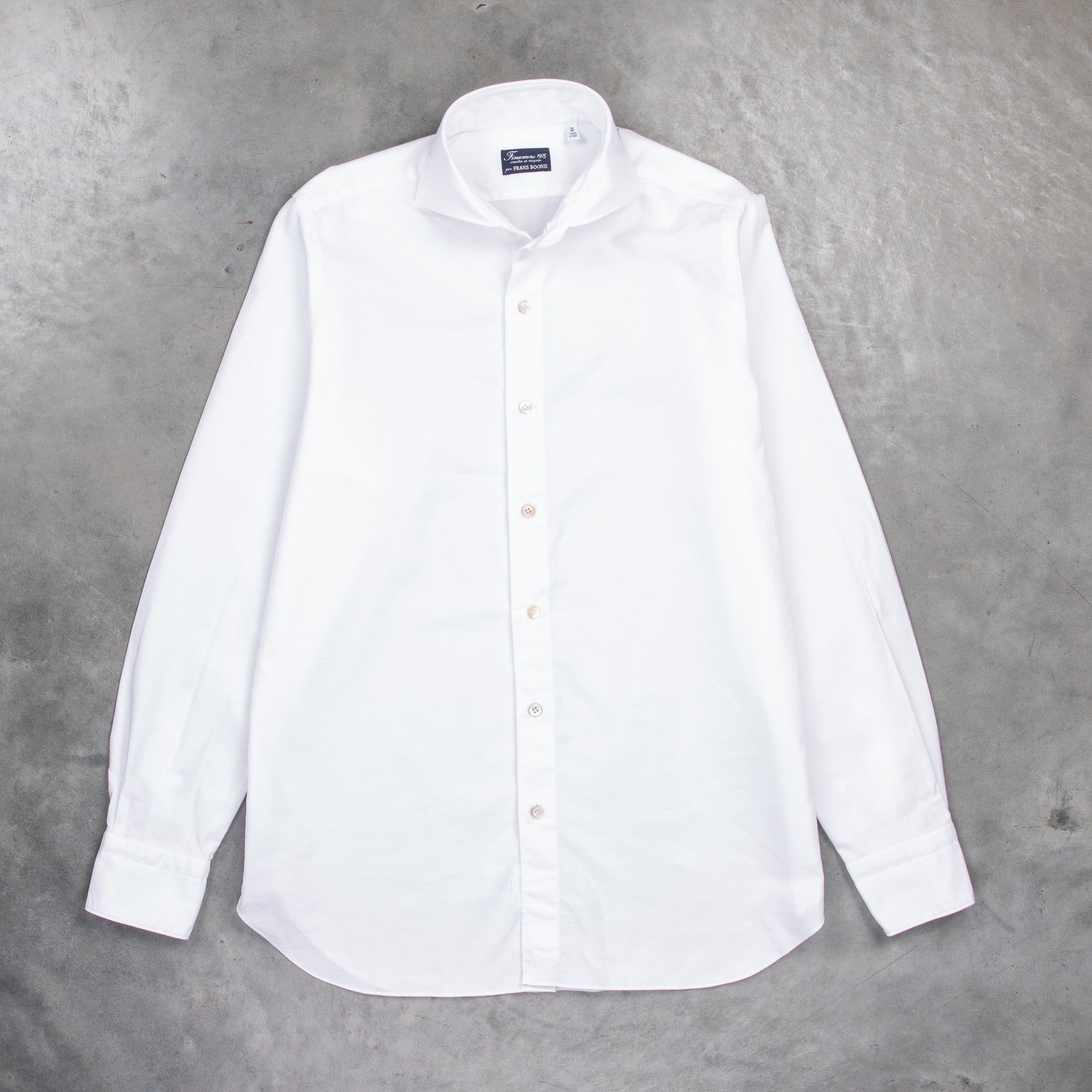 Finamore washed Gaeta Shirt Sergio Collar Oxford White
