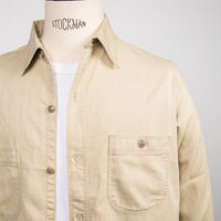 Orslow Cotton twill vintage fit work shirt beige